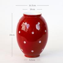 Red Ceramic Polka Dot Vase: Chinese Flower Arrangement Holder with Flowing Glaze for Living Room or B&B Ornament red