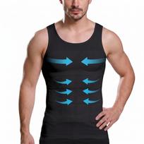Men's Compression Tank Top Slimming Chest Binder Vest High Elasticity Breathable Sports Undershirt for Abdomen Control and Body Shaping L juoda