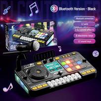 DJ Mixer Turntable Toy with Microphone Bluetooth Music Simulation Keyboard Multifunction Musical Instrument Gift for Kids Boys blue