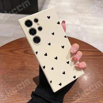 Black Love Heart Phone Case For Samsung Galaxy S25 S24 Ultra S23 FE S22 S20 Plus A15 A35 A50 A51 A54 A55 A71 A72 Silicone Cover S25 Ultra black