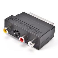 SCART adapteris AV blokas į 3 RCA Phono kompozitinį S-Video su įėjimo/išėjimo jungikliu, auksinis juoda