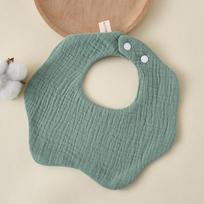 Korean Style 360° Anti-Spit Baby Bib - Soft Six-Layer Gauze, Plain Color, Comfortable & Close-fitting gray