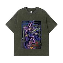 275 GSM Washed T-shirts 100% Cotton Yu-Gi-Oh V5 Mago Oscuro Print Unisex Heavy Cotton T Shirt S armijos žalia spalva