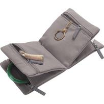 Portable Velvet Jewelry Storage Bag Foldable Zipper Jewelry Organizer Multiple Compartments Clutch Bag Earrings pilka