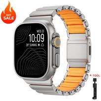 Strap for Apple Watch Ultra 3/2 49mm 46mm 45mm 44mm Stainless Steel Silicone Magnetic Band for Iwatch Series 11 10 9 8 7 6 SE3 5 For Ultra 3 2 1 49mm