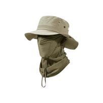 Breathable Full Face Mask Quick Dry Fishing Cap Sunshade Cap Fisherman Hat  Summer Outdoor chaki