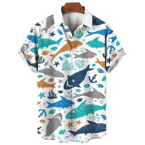 Hawaiian Shirts for Men Casual Tees Sea Life Pattern Short Sleeve Top Summer Fashion Shirt  Octopus Print T-Shirt Men's Clothing S