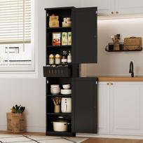 Kitchen Cabinet, 170×40×30 cm, with 2 Doors, 1 Drawer and Adjustable Shelves for Flexible Storage. Suitable for Kitchen, Dining Room or Living Room. 40 x 30 x 170 cm juoda