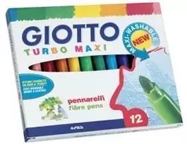 Flomasteriai Fila Giotto Turbo Maxi, vandens pagrindu, 12 spalvų
