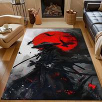 Japoninio samurajų rašalinės tapybos stiliaus spausdintas kilimas miegamajam, svetainei, lovos šonui, sofai, grindų kilimėlis, modernus namų dekoras, plotinis kilimas 60*90cm white