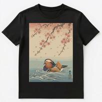Bird Lover Mandarin Duck Japanese Art Unisex T-Shirt L beige