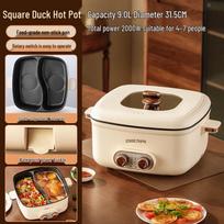 CHIGO Electric Shabu-Shabu Hot Pot with Divider black