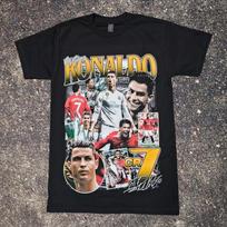 Cristiano Ronaldo futbolo grafinis marškinėlis Europos ir Amerikos vasaros naujas vyriškas ir moteriškas grynos medvilnės viršus S juoda
