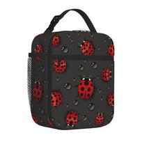 Ladybugs Insulated Lunch Bag Portable Waterproof Oxford Lunch Box Thermal Cooler Bento Tote Bag for Women Boys Girls Work School juoda