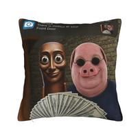 Tung Tung Tung Sahur John Pork Meme Brainrot Pillow Case  Soft Pillow Cover For Wedding Party Home Decor Kawaii Cushion Cover 30cmx30cm brown