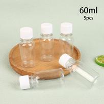 5 vnt. 60 ml mažų plastikinių buteliukų imbierinių šotų buteliukai su kamšteliais mini sulčių buteliukai daugkartinio naudojimo skysčio butelių konteineris nepralaidus 5pcs