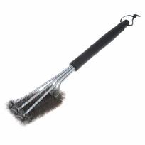 Long Non Slip Handle Grill Cleaning Brush Rust Resistant Metal Cleaner Brush With Scraper For Outdoor Grilling Camping Picnic Steel no scraper black