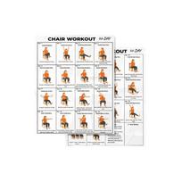 Chair Yoga Guide Set for Seniors - 4-Piece Instructional Wall for Seated Stretching Exercises One Size gray