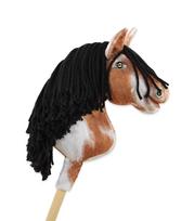 Hobby Horse Premium Small Stick Horse - Piebald Tobiano with Black Mane A4