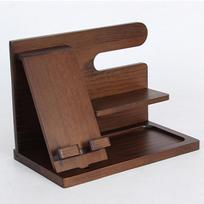 Bedside Organiser Wood Phone Docking Station Key Holder Wallet Stand Watch Organizer Valentines Gifts For Him Wooden Organiser brown