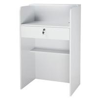 Registratūros stalas, 60 cm stačiakampis priekinis prekystalio stalas, modernus biuro registratūros stalas su stalčiumi, mažas minimalistinis parduotuvės prekystalio stalas kasai,