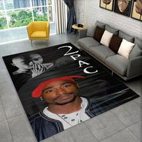 Rapper Eminem Tupac 2pac Hip Hop Rap God Carpet Rug for Playroom Bedroom Living Room Sofa Home Decor,kid Area Rug Non-slip 40x60cm gray