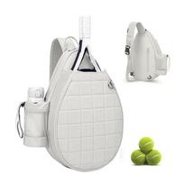 Teniso krepšys, Dygsniuota teniso kuprinė telpa 2 raketės, Vandeniui atspari crossbody sling piklbolo krepšiai moterims, vyrams ir jaunimui tamsiai mėlyna