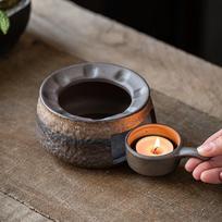 Vintažinis japoniško stiliaus kaimiškas keraminis arbatinukas / kaitinimo pagrindas - Nešiojamas rankenos arbatinukas namų naudojimui Teapot A gray