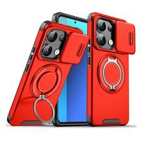 Folding Bracket Case For POCO X7 Pro Magnetic Phone Case For POCO X6 Pro Slide Camera Protect Cover For Poco M6 C75 Armor Bumper Poco X6 raudona