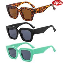 3pcs Women Large Square Sunglasses Sports Brand Colorful Frame Sun Glasses Outdoor Thick Frame Eyeglasses Broad Leg Eyewear