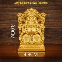 Prosperity Buddha: Metal Wen Cai Shen Statue for Home and Business Worship orange