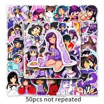 50pcs Aphmau Game-Themed Waterproof Stickers for Luggage & Laptop black