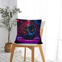 Around The World Daft Punk Pillow Cushion Cover Pillowcase Living Room Sofa Home Decor Peach skin 18*18(CM)-1Pcs gray