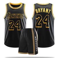 (3XL) Lakers Kobe Bryant # 24 Krepšinio marškinėlių komplektas Paaugliams Krepšinio uniforma Juoda 24
