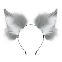 Rankų darbo lapės ausų lankelis ir uodegos rinkinys - Mielas Cosplay aksesuaras Tamamo-no-Mae gray