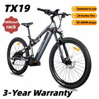 2026 Electric bike TX19 1000W48V19.2AH Lithium battery Hydraulic disc brake 29-inch tires Adult mountain electric bike with rack TX19 Without rack-GY-YY//