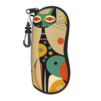 Retro Vintage Art Cute Cats  Glasses Case  Daily Sunglasses Pouch For Unisex Soft Eyewear Organizer Zipper Eyeglass Cases Cover One Size