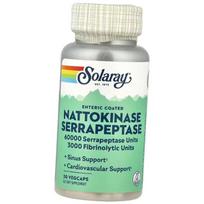 Nattokinazė ir serrapeptazė, Nattokinase Serrapeptase Enteric Coated, Solaray 30 kaps. (72411015) 30vcaps