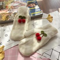 Moteriškos žiemos mielos gražios šiltos pirštinės be pirštų galiukų megztos pirštinės vyšnios papildomas aksomas viduje storesnės vėjui atsparios minkštos moteriškos One Size beige