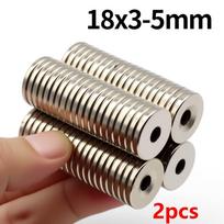 18x3-5mm Super stiprus neodimio magnetas N35 NdfeB Nuolatinis magnetinis imanes Apvalus su skylutėmis Galingi magnetai Šaldytuvo magnetas