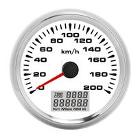 85 mm analoginis GPS spidometras 200 km/h Vandeniui atsparus 7 apšviečiamas baltas ciferblatas chromuotas rėmelis 12 24V jūriniam transportui, motociklams, sunkvežimiams