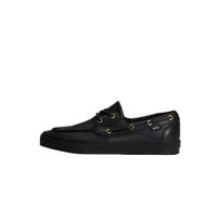 Vans 2 Eyelet Leather Round Toe Slip-On Boat Shoes Unisex Sneaker VN000Z11CJK 44 black