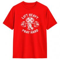 Lift Heavy Pray Hard Gym Religious Weightlifting Workout Cotton TShirt For Unisex Summer T Shirts Trendy Tee Shirt Design Clothing S