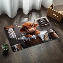 Highland Cow Bath Tub Rug - Washable Flannel Soft Mat for Laundry Bathroom Sink Entryway, Cute Shower Decor Gift Idea 40X60CM