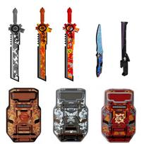 MOC statybinės kaladėlės Mini veiksmo figūrėlės Aksesuarai Arbaletas Blackhawk Kamufliažinis skydas Liepsnos kardas Sraigtasparnis DIY kaladėlės Žaislai Dovanos gray