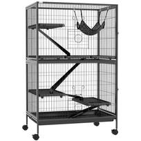 Small Animal Cage with Wheels Ramps Hammock and Removable Tray for Chinchillas Ferrets 80x52x128 cm Gray 80 x 52 x 128 cm