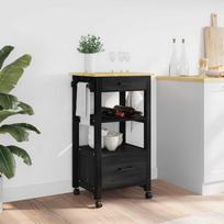 Kitchen Trolley MONZA Black 48 x 40 x 88.5 cm Solid Pine Wood