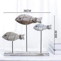 Colored Solid Wood Fishes Sea Wooden Crafts for Kindergarten Decor Mediterranean Style Ocean Series Carved Fish Home Decor