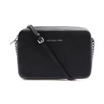 MICHAEL KORS Jet Set Brand Letter Logo Chain Solid Color Leather Camera Bag Shoulder Crossbody Bag Women's Black juoda