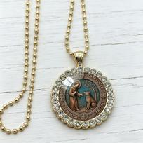 Saint Francis of Assisi Embossed Medal Necklace, 50cm